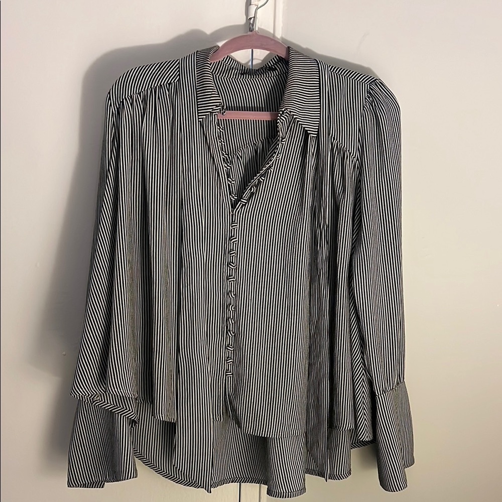 Black and White Striped Blouse
